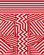 Bold Red White Geometric Abstraction Rug