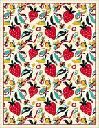 Red Strawberry And Leaf Medley Rug