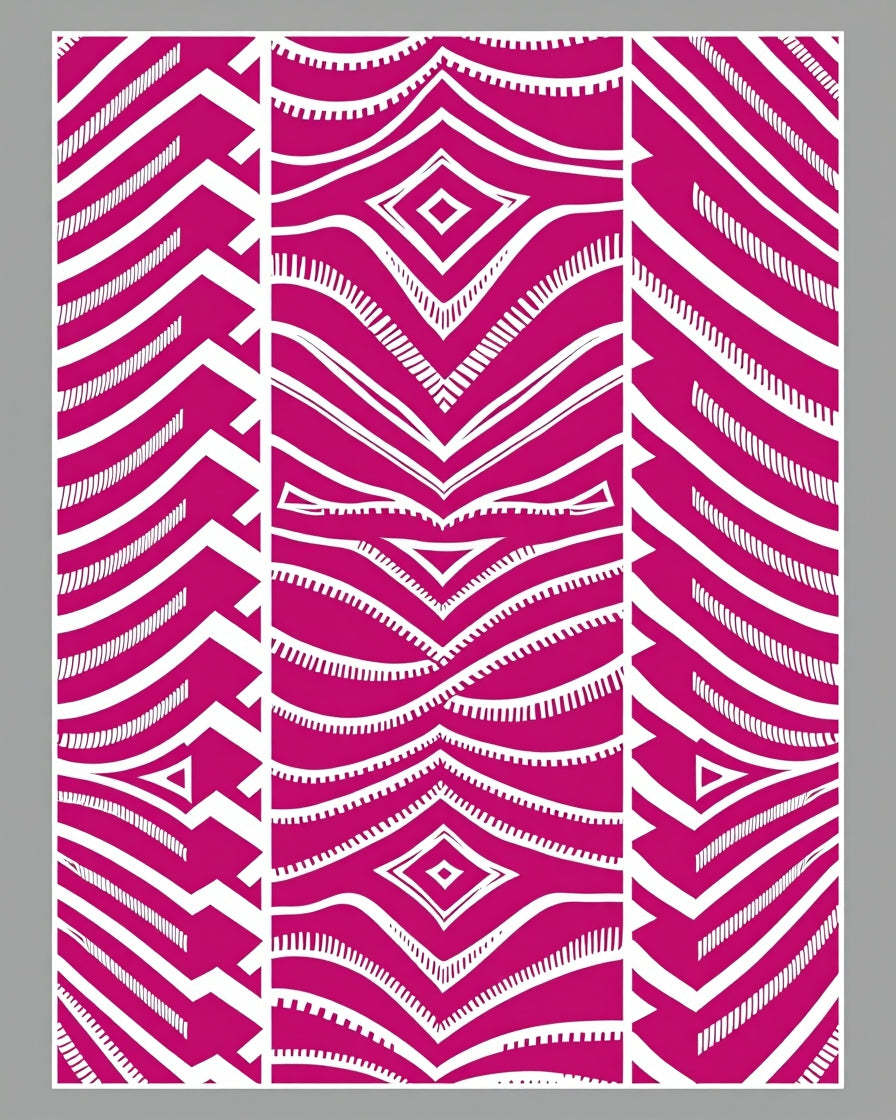 Pink White Tribal Chevron Diamond Rug