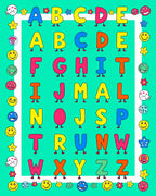 Playful Alphabet Characters Teal Rug