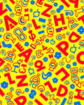 Bold Red Blue Alphabet Collage Rug