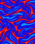Electric Blue Crimson Flame Swirl Rug