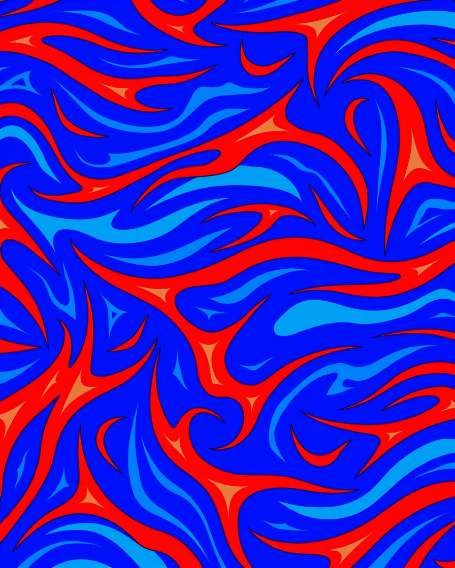 Electric Blue Crimson Flame Swirl Rug