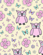 Pink Owls Butterflies Floral Meadow Rug