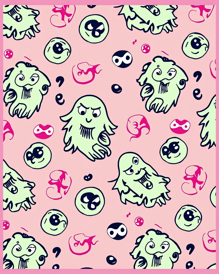 Whimsical Green Monster Pop Art Rug