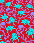 Oceanic Aqua Turtles Lavender Seaweed Rug