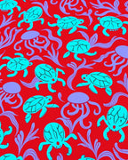 Oceanic Aqua Turtles Lavender Seaweed Rug