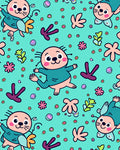 Cute Seals Floating With Flowers Rug
