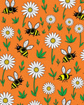 Whimsical Yellow Bee Daisy Garden Rug