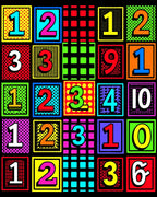 Colorful Pop Art Numbers Squares Rug