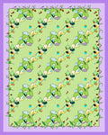 Green Iris Floral Diagonal Stripe Rug