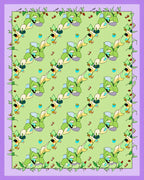 Green Iris Floral Diagonal Stripe Rug