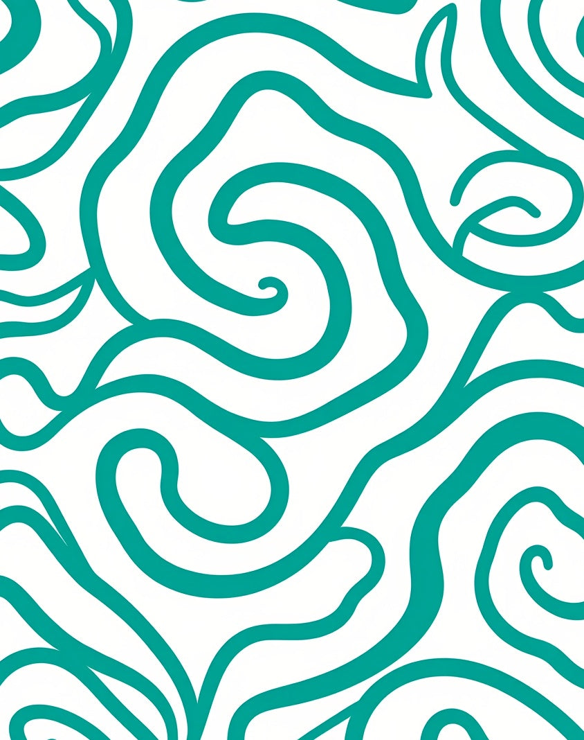Teal Swirl Organic Abstract Rug