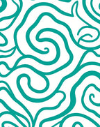 Teal Swirl Organic Abstract Rug