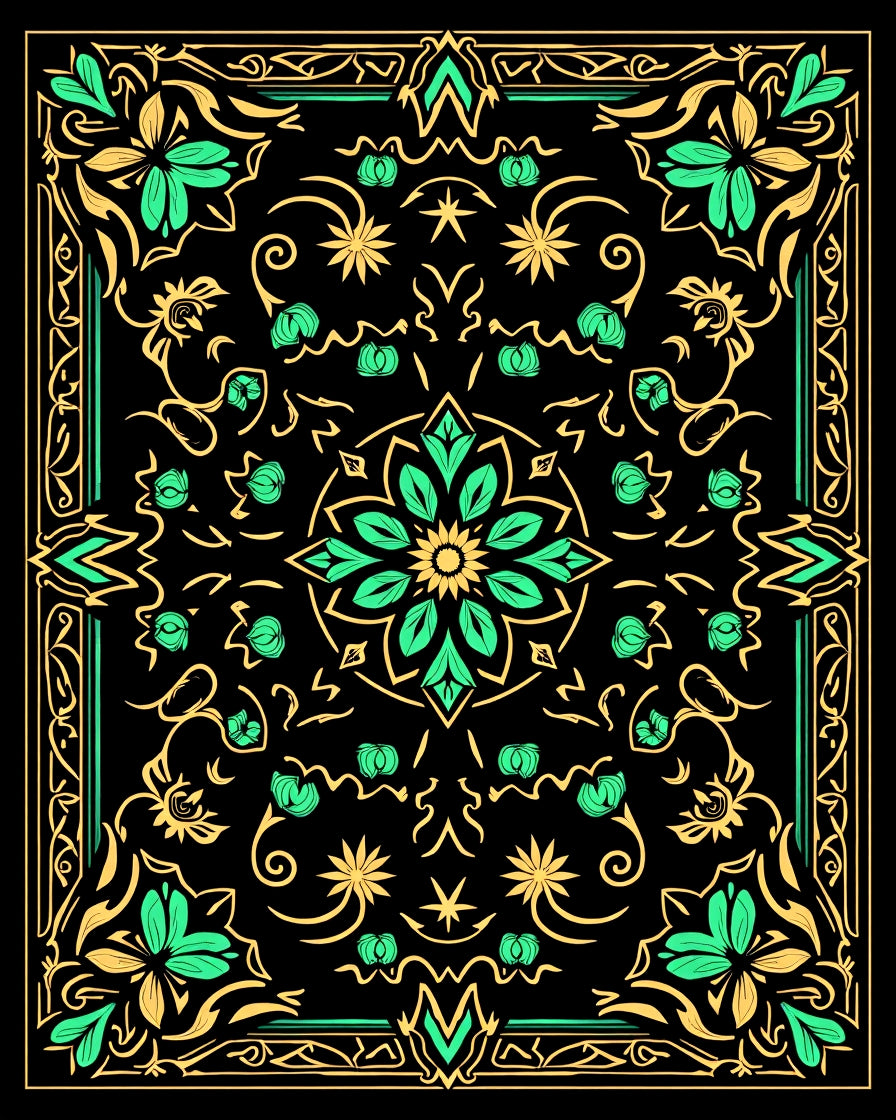 Emerald Garden Elaborate Bloom Rug