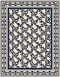 Ornate Cream Navy Scrollwork Rug
