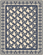 Ornate Cream Navy Scrollwork Rug