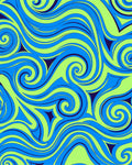 Vibrant Blue Green Swirls Rug