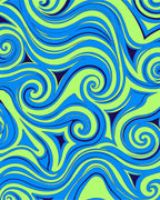 Vibrant Blue Green Swirls Rug