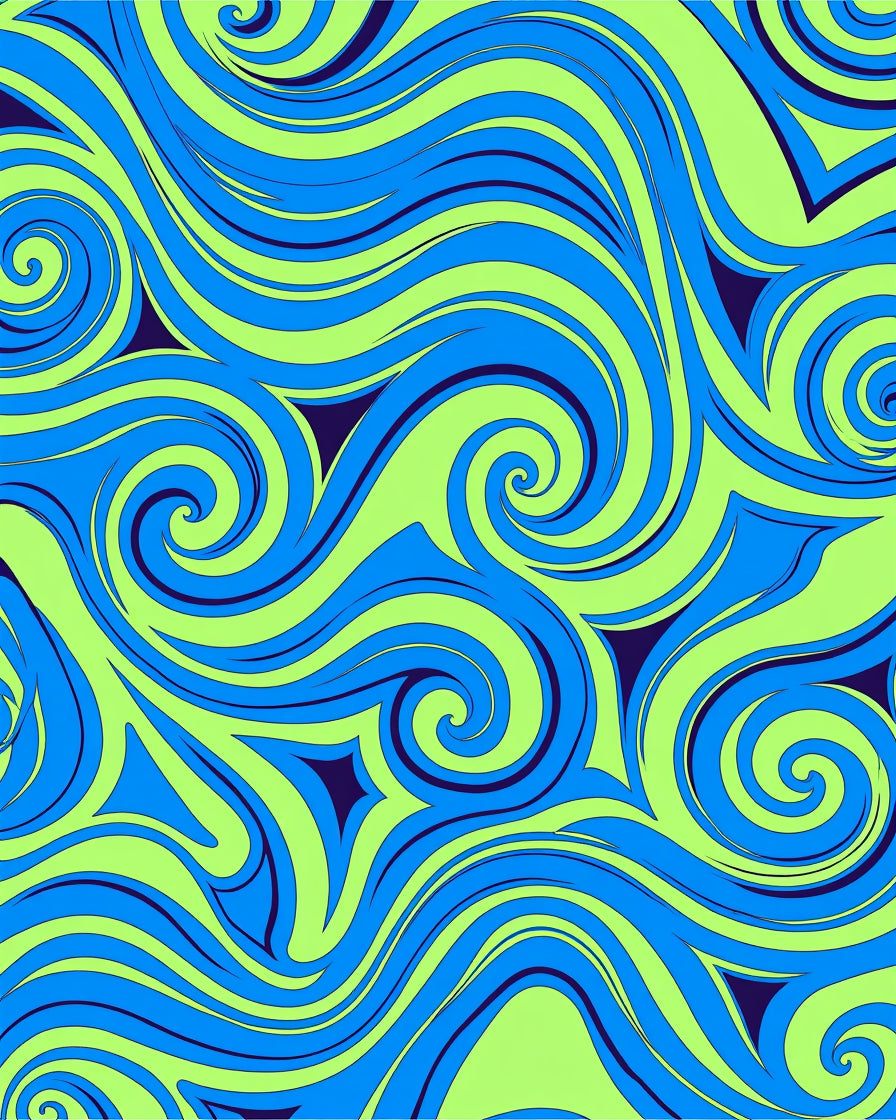 Vibrant Blue Green Swirls Rug