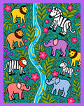 Jungle Animals Flora River Scene Rug