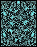 Aquatic Coral Turtle Scene Rug