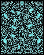 Aquatic Coral Turtle Scene Rug
