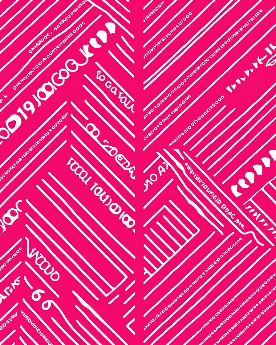 Hot Pink White Geometric Blocks Rug