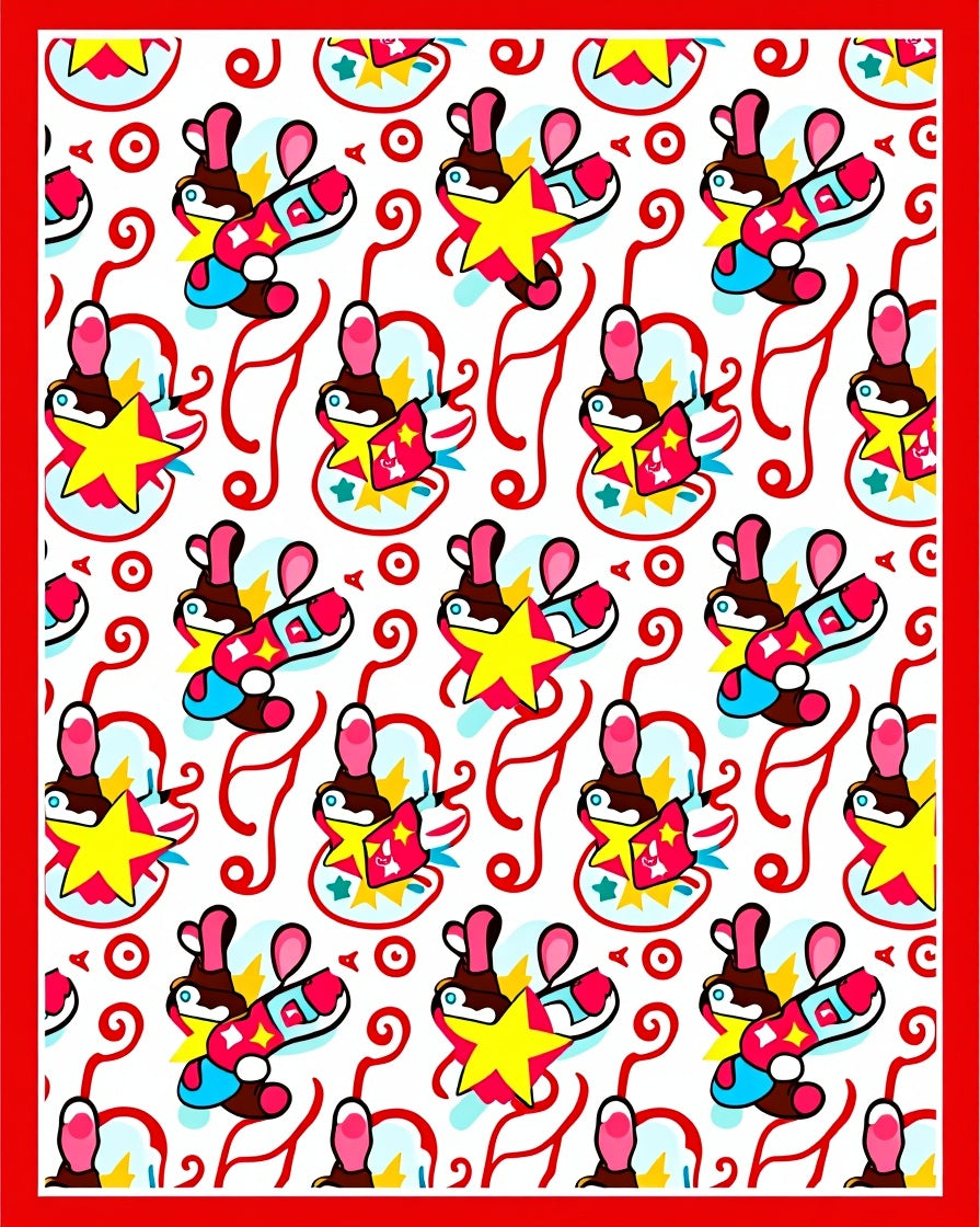 Whimsical Yellow Star Cartoon Delight Rug