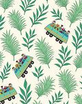 Whimsical Teal Bus Leafy Adventure Rug
