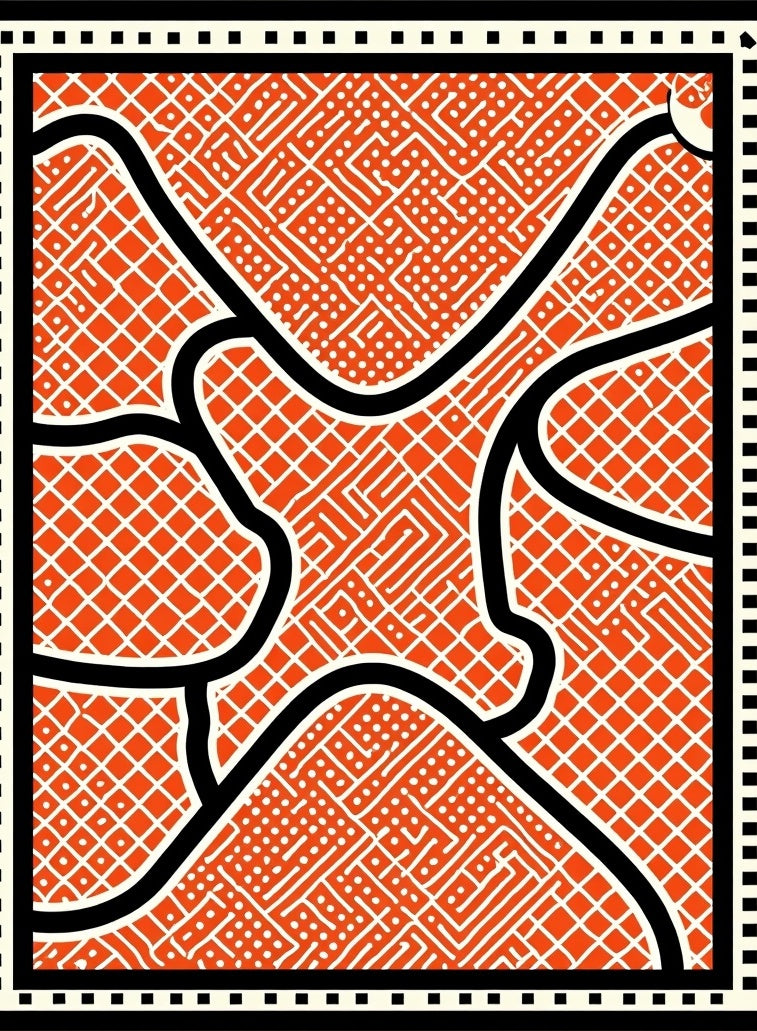 Bold Orange Maze Grid Rug
