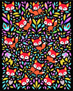 Whimsical Fox Forest Foliage Rug