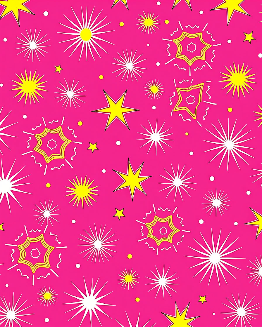 Bright Pink Yellow Starburst Radiance Rug