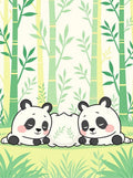 Cute Bamboo Forest Pandas Rug