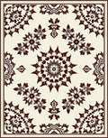 Dark Brown Cream Medallion Floral Arrangement Rug