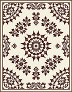 Dark Brown Cream Medallion Floral Arrangement Rug