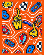 Bold Yellow Blue Red Abstract Shapes Rug