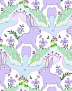 Lavender Bunny Pastel Garden Meadow Rug