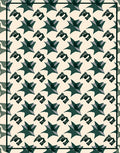 Abstract Green Star And Loop Rug