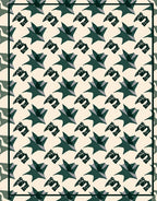 Abstract Green Star And Loop Rug