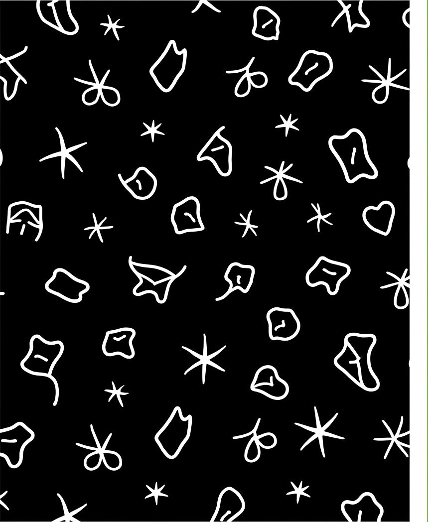 Abstract Black White Scattered Shapes Rug