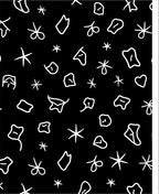 Abstract Black White Scattered Shapes Rug