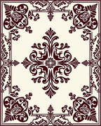 Rich Burgundy Floral Scrollwork Centerpiece Rug