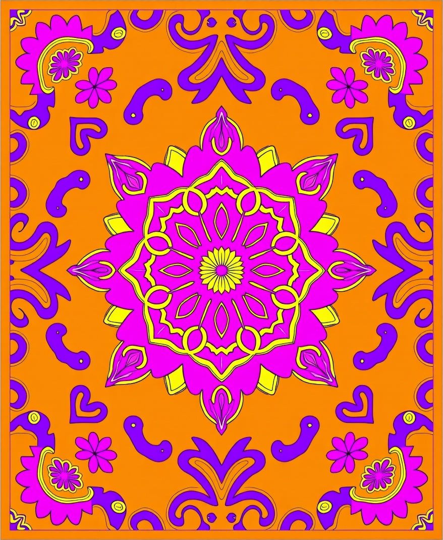 Vibrant Magenta Floral Mandala Rug