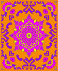 Vibrant Magenta Floral Mandala Rug