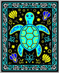 Whimsical Teal Turtle Marine Life Rug