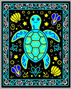 Whimsical Teal Turtle Marine Life Rug