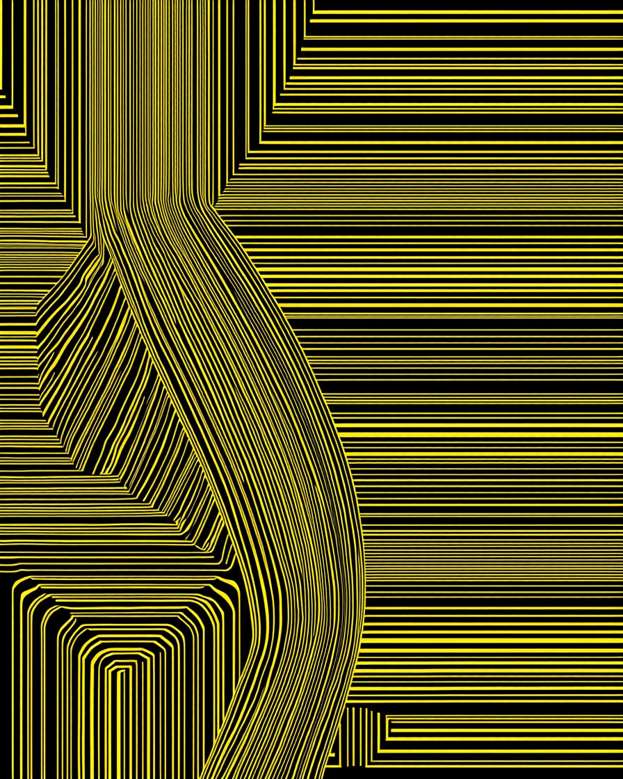 Bold Yellow Linear Geometric Rug