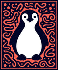 Playful Penguin Coral Swirl Navy Rug