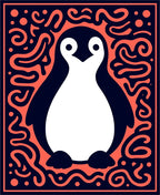 Playful Penguin Coral Swirl Navy Rug